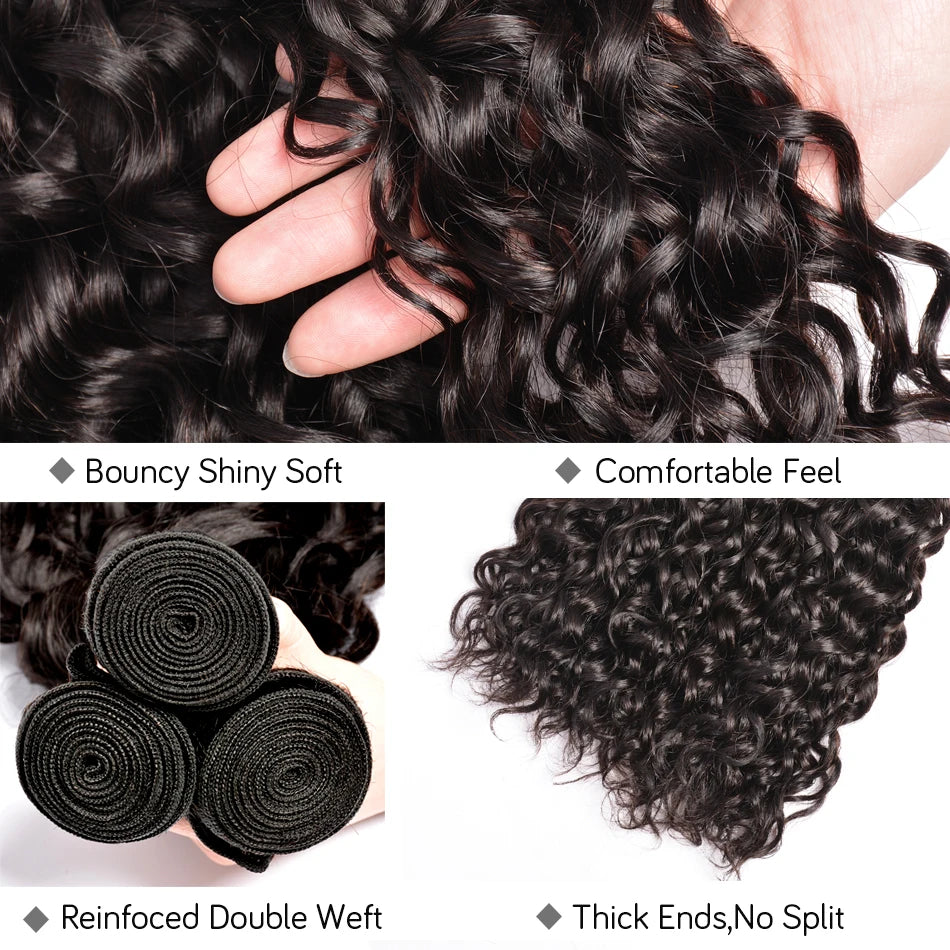 Water Wave Bundles 10A Peruvian Virgin 100% Human Hair Bundles 30 32 Inch 1 3 4 Bundles Deal Wet And Wavy Curly Hair Extensions