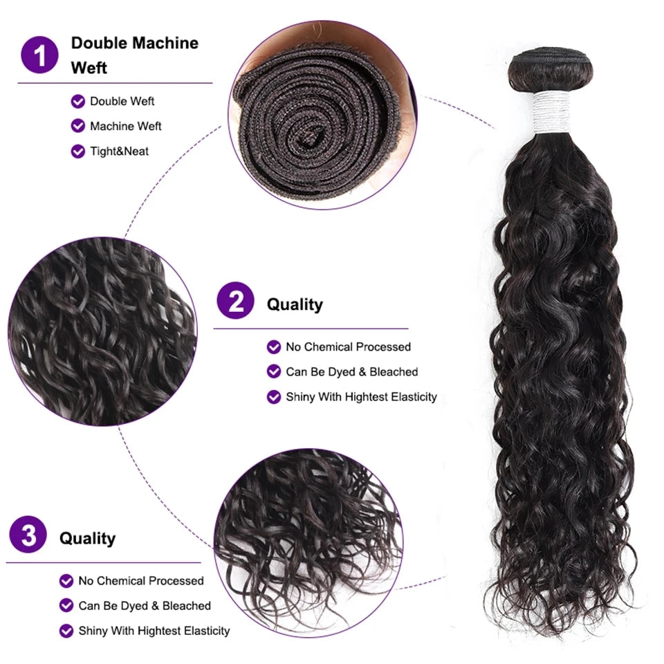 Water Wave Bundles 10A Peruvian Virgin 100% Human Hair Bundles 30 32 Inch 1 3 4 Bundles Deal Wet And Wavy Curly Hair Extensions