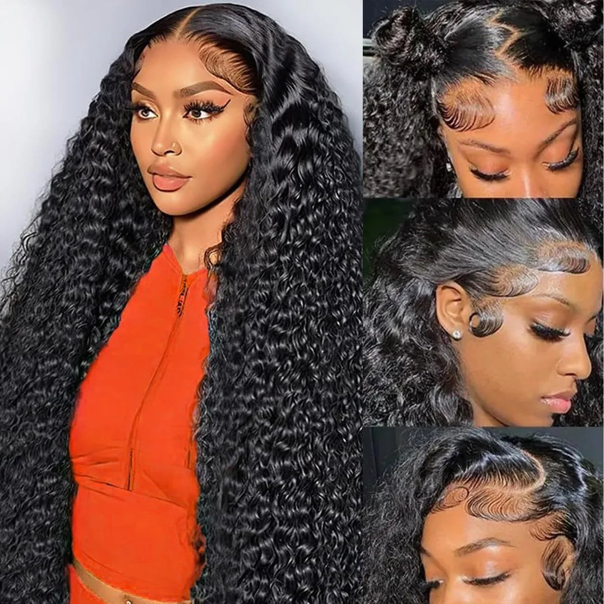 13x6 Bye Bye Knots Glueless Lace Frontal Human Hair Curly Wigs Pre Plucked Real 100% Human Hair Wigs Ready to Wear and Go 250%
