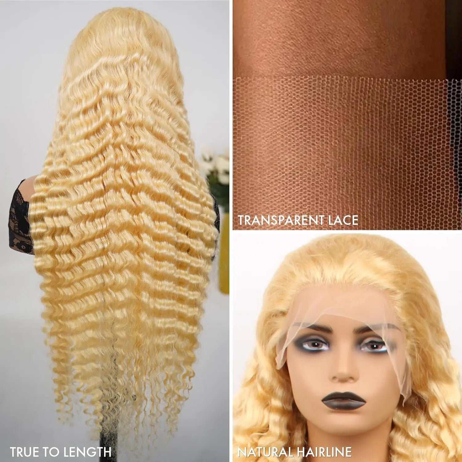 13x4 Blonde Lace Front Wigs Human Hair Brazilian Kinky Curly 13x6 HD 613 Curly Wavy Lace Front for Black Women 180% Density