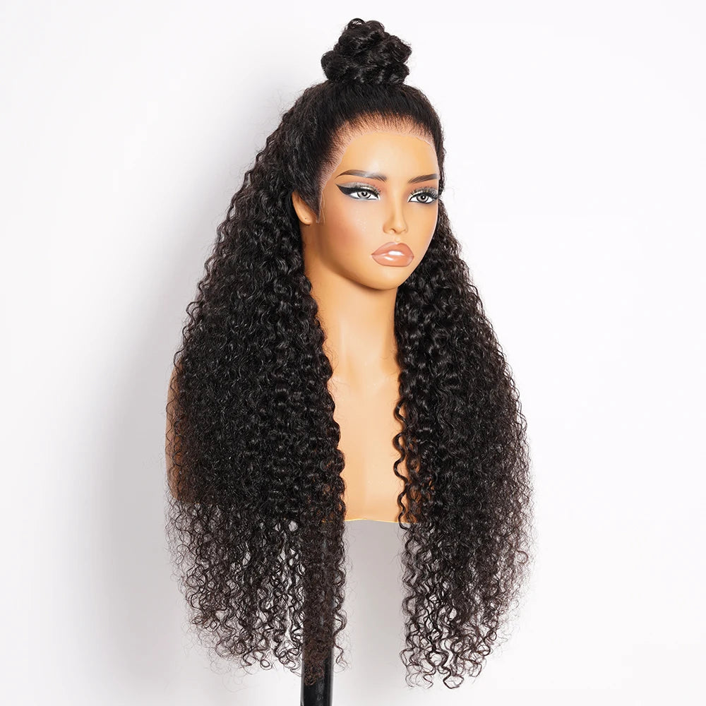 13x6 Bye Bye Knots Glueless Lace Frontal Human Hair Curly Wigs Pre Plucked Real 100% Human Hair Wigs Ready to Wear and Go 250%