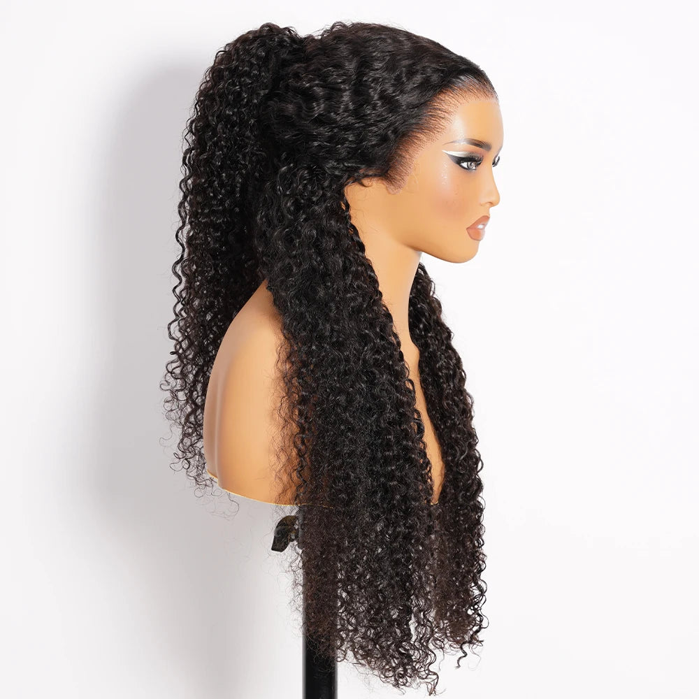 13x6 Bye Bye Knots Glueless Lace Frontal Human Hair Curly Wigs Pre Plucked Real 100% Human Hair Wigs Ready to Wear and Go 250%