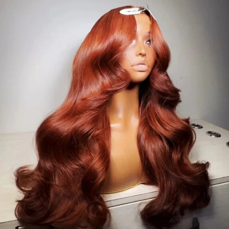 200% Reddish Brown Body Wave 13x6 HD Lace Front Wig 32 36 Inch Water Wave 13x4 Lace Frontal Human Hair Wigs For Women PrePlucked