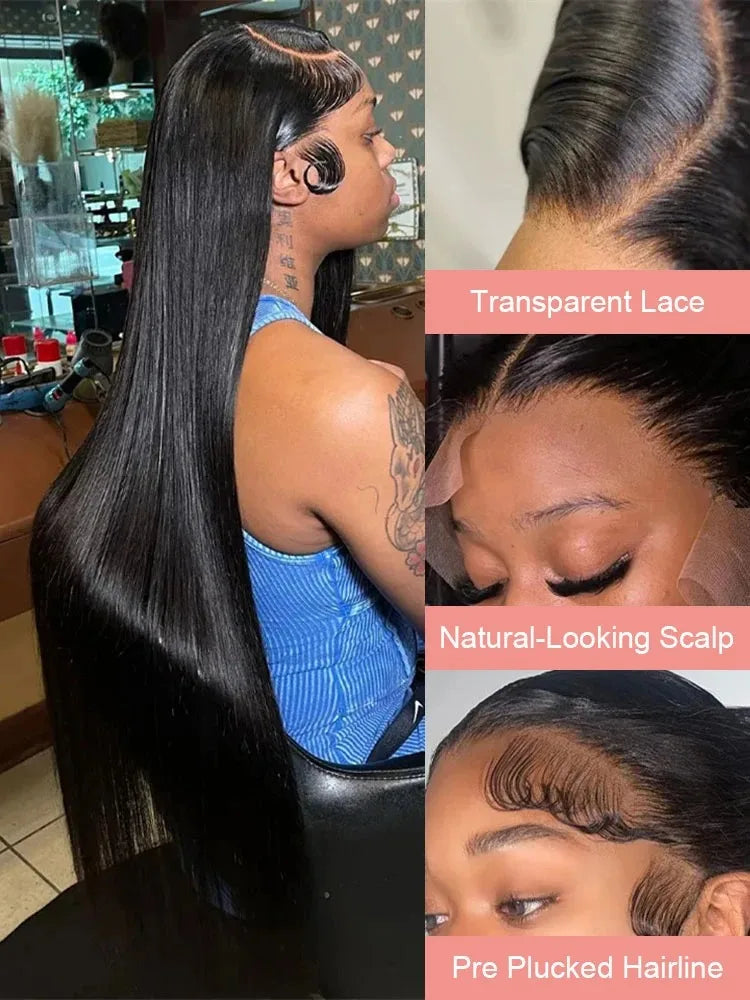 YKB Bone Straight 13x6 Transparent Lace Frontal Wig Human Hair HD Lace Front Wigs Brazilian Wig Preplucked 200 Density For Women