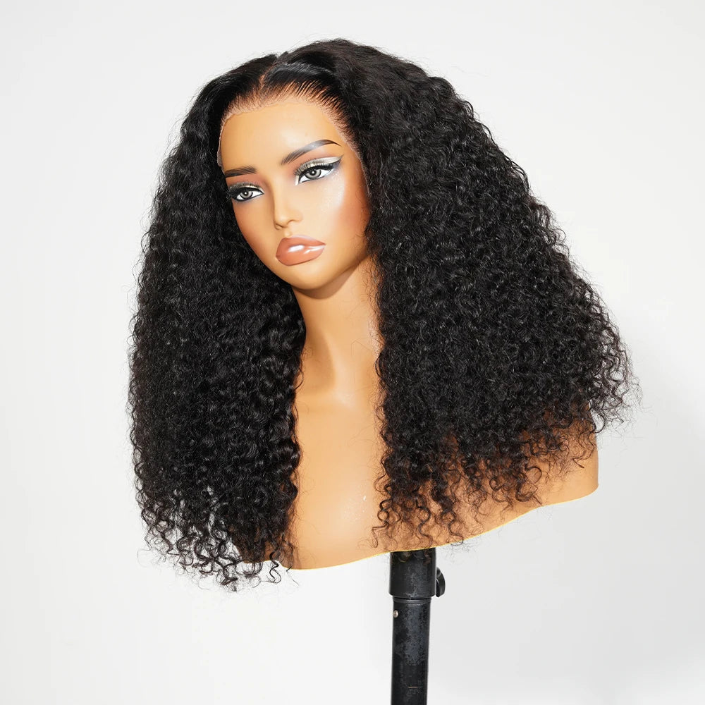 13x6 Bye Bye Knots Glueless Lace Frontal Human Hair Curly Wigs Pre Plucked Real 100% Human Hair Wigs Ready to Wear and Go 250%