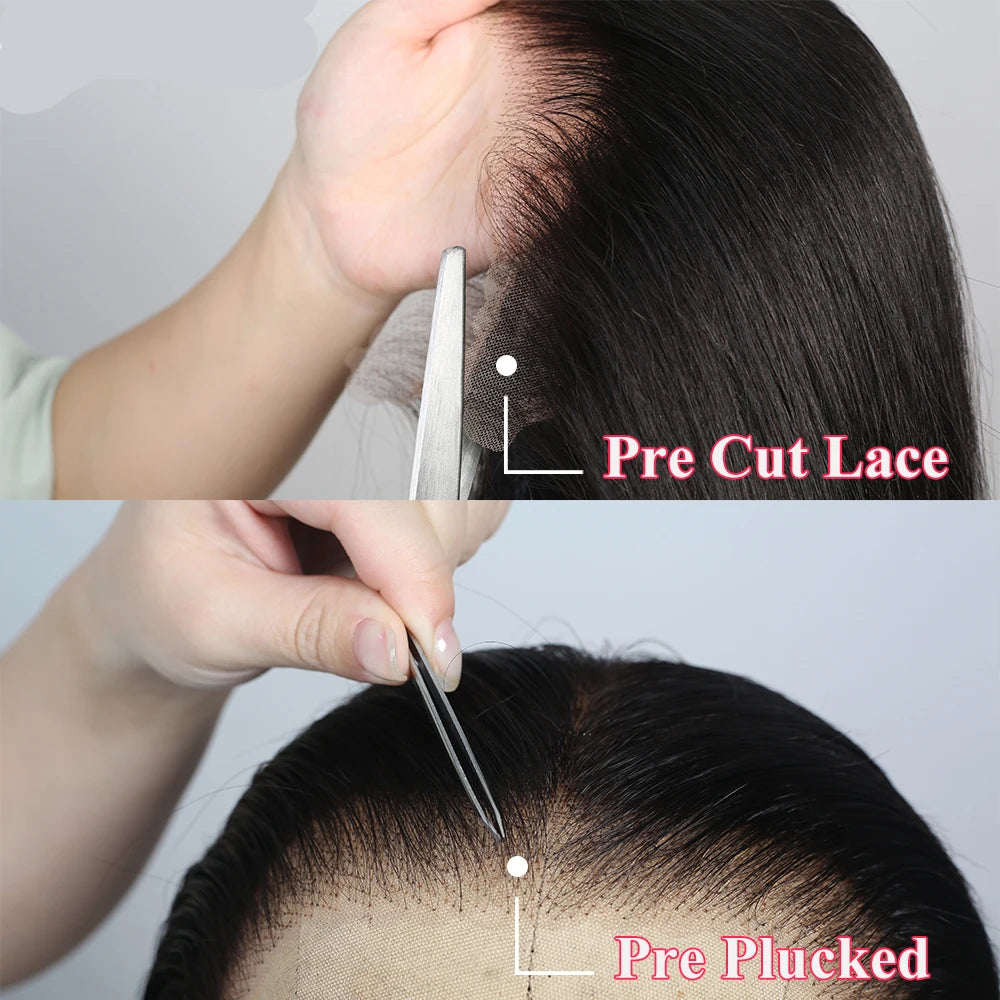 13x6 Bye Bye Knots Glueless Lace Frontal Human Hair Curly Wigs Pre Plucked Real 100% Human Hair Wigs Ready to Wear and Go 250%