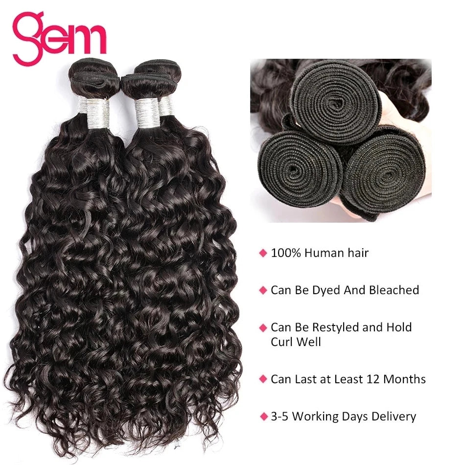 Water Wave Bundles 10A Peruvian Virgin 100% Human Hair Bundles 30 32 Inch 1 3 4 Bundles Deal Wet And Wavy Curly Hair Extensions