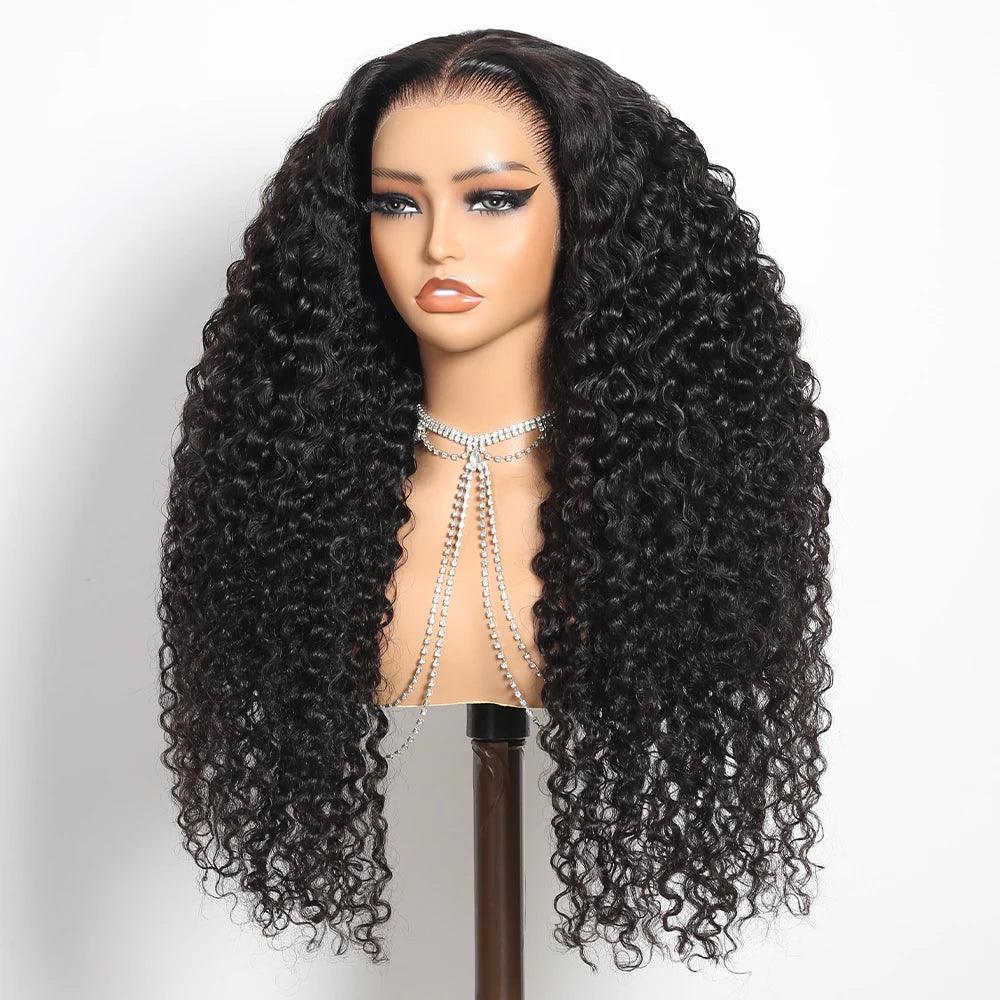 13x6 Bye Bye Knots Glueless Lace Frontal Human Hair Curly Wigs Pre Plucked Real 100% Human Hair Wigs Ready to Wear and Go 250%