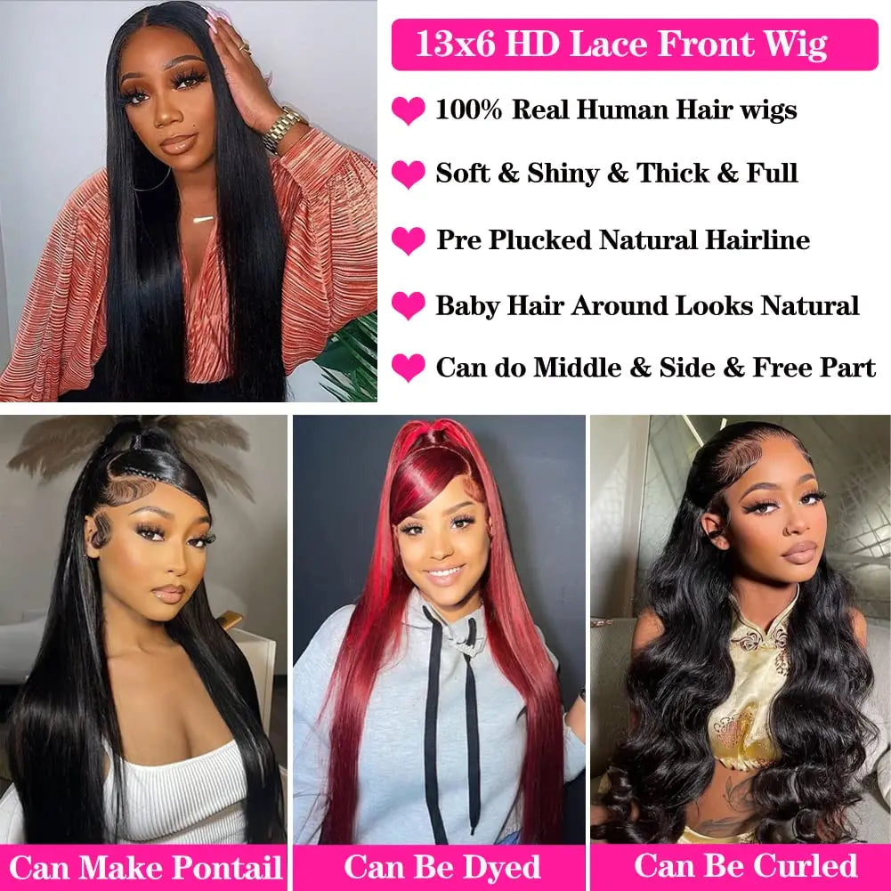 13x6 Lace Frontal Wig Human Hair Bone Straight Human Hair Wigs 13x4 Hd Lace Front Wig Brazilian Glueless Wigs Human Hair 100%