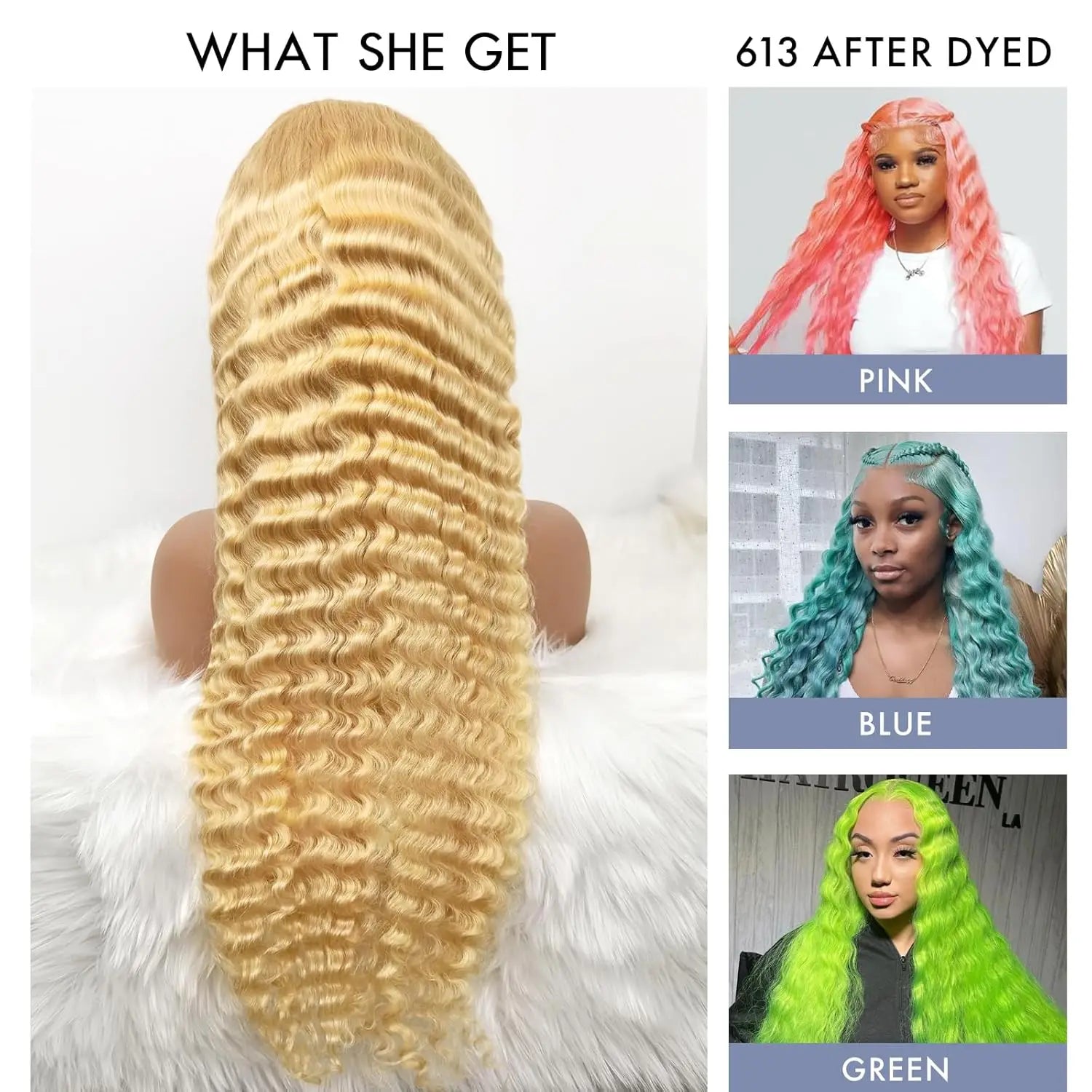 13x4 Blonde Lace Front Wigs Human Hair Brazilian Kinky Curly 13x6 HD 613 Curly Wavy Lace Front for Black Women 180% Density