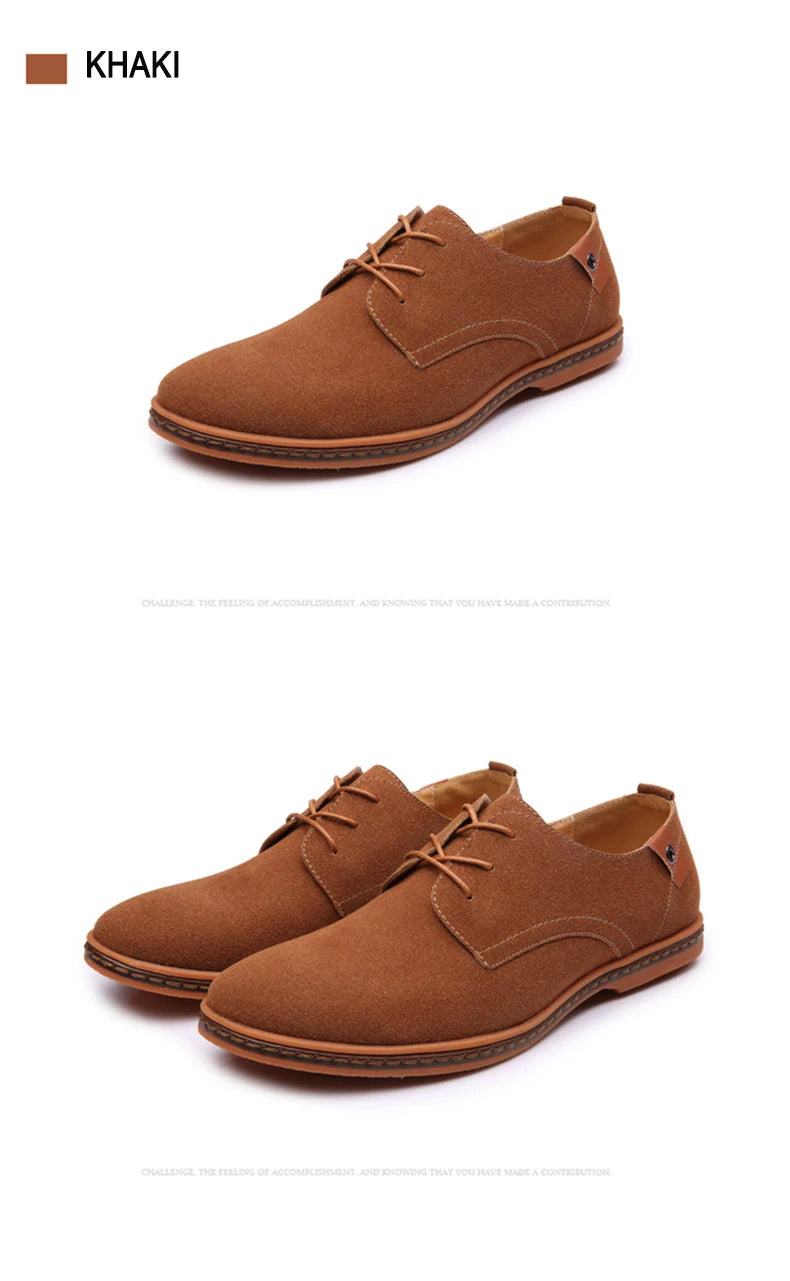 2024 Spring Suede Leather Men Shoes Oxford Casual Shoes Classic Sneakers Comfortable Footwear Dress Shoes Large Size Flats