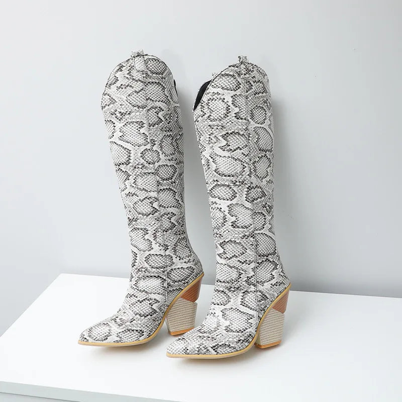 Custom Wedge Shoes for Woman Pointed Toe High Heel Women's Boots 2025 New Winter Knee High Boots Women Large Size 41-48 WSH3745