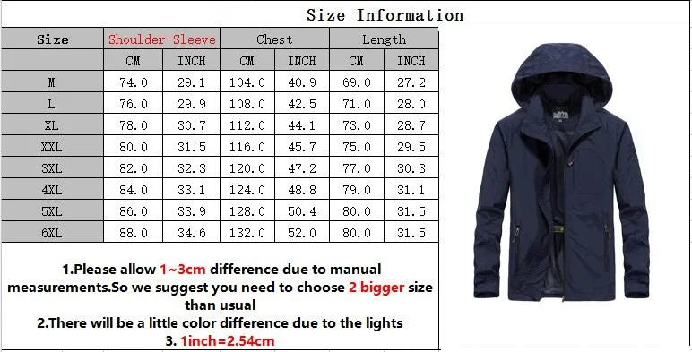 Men's Waterproof Jacket 2025 Spring Autumn Casual Windbreaker Jackets Mens Breathable Hooded Outdoor Thin Coats 6XL Clothes