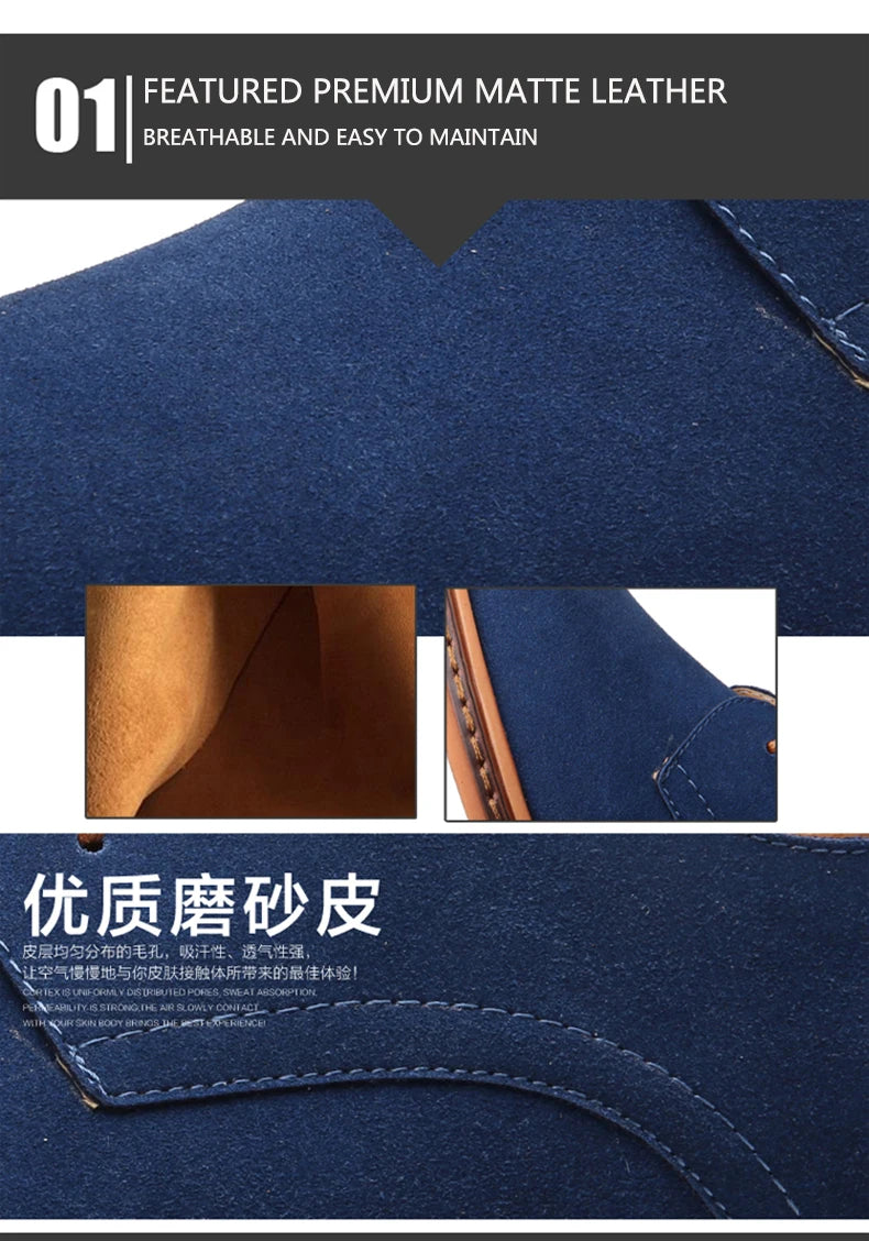 2024 Spring Suede Leather Men Shoes Oxford Casual Shoes Classic Sneakers Comfortable Footwear Dress Shoes Large Size Flats