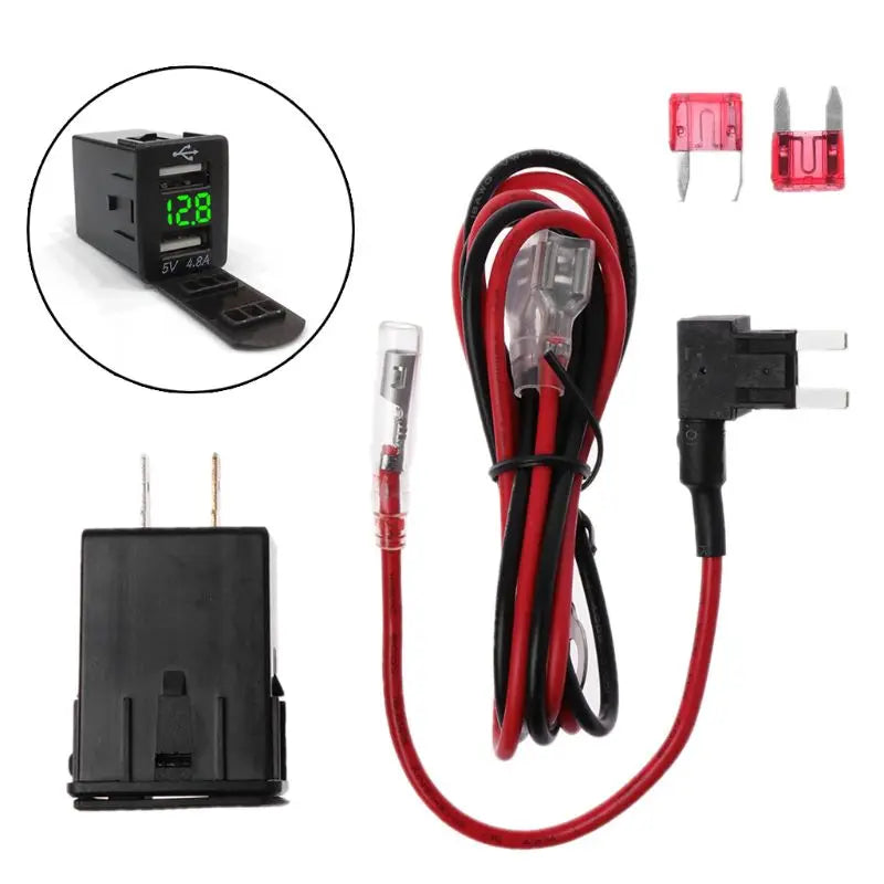 12V Dual USB Car Charger LED Voltmeter 4.8A Power Adapter For Nissan Smart Phone