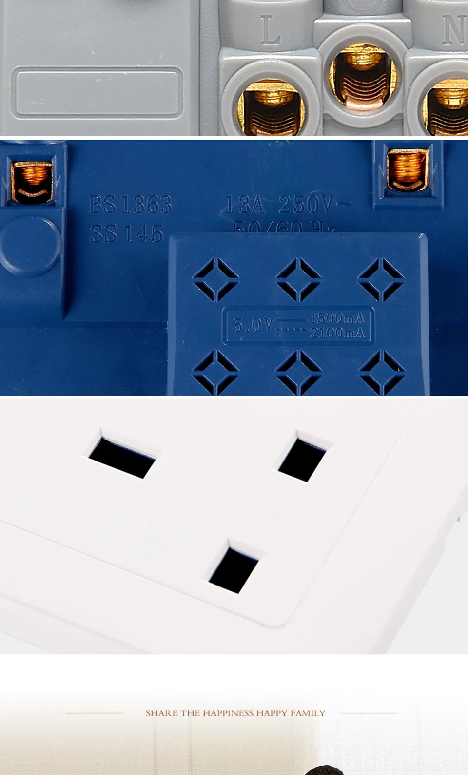 Delviz Wall Power USB Socket, 5V 2.1A Double USB Charger Port, LED Indicator, 146mm*86mm, UK Standard Switch control 13A Outlet