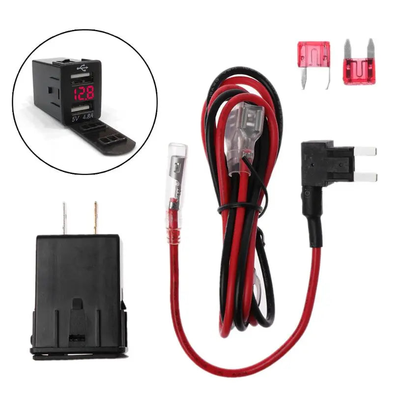 12V Dual USB Car Charger LED Voltmeter 4.8A Power Adapter For Nissan Smart Phone