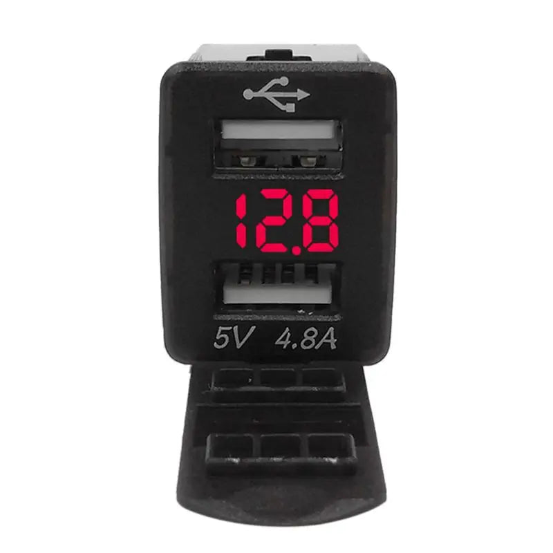 12V Dual USB Car Charger LED Voltmeter 4.8A Power Adapter For Nissan Smart Phone