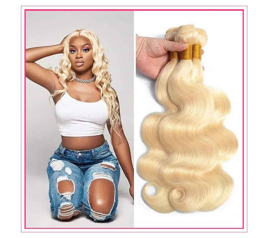 Alimonica Bundles 613 Honey Blonde Remy Brazilian Body Wave  Hair Weave Weft Remy Human Hair Bundles 8 - 40 Inch Free Shipping