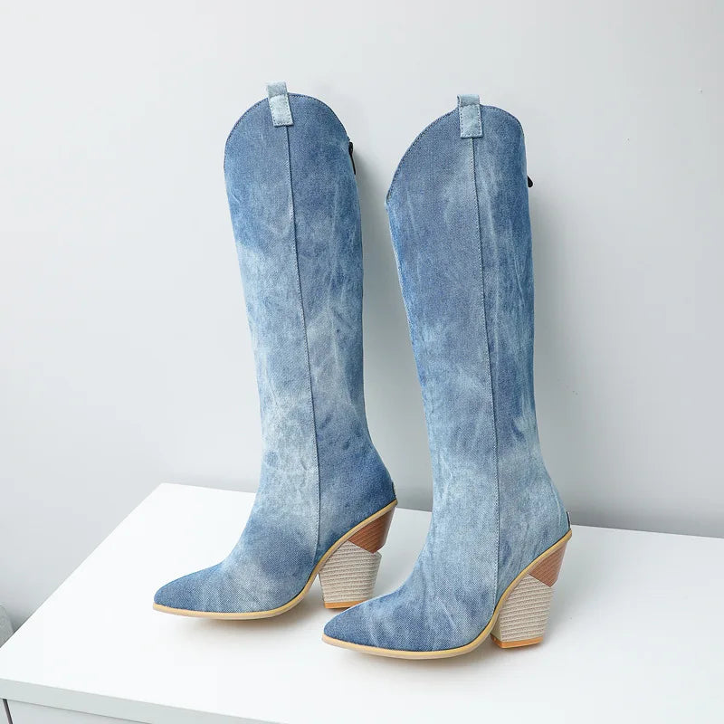 Custom Wedge Shoes for Woman Pointed Toe High Heel Women's Boots 2025 New Winter Knee High Boots Women Large Size 41-48 WSH3745