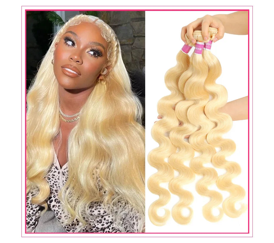 Alimonica Bundles 613 Honey Blonde Remy Brazilian Body Wave  Hair Weave Weft Remy Human Hair Bundles 8 - 40 Inch Free Shipping