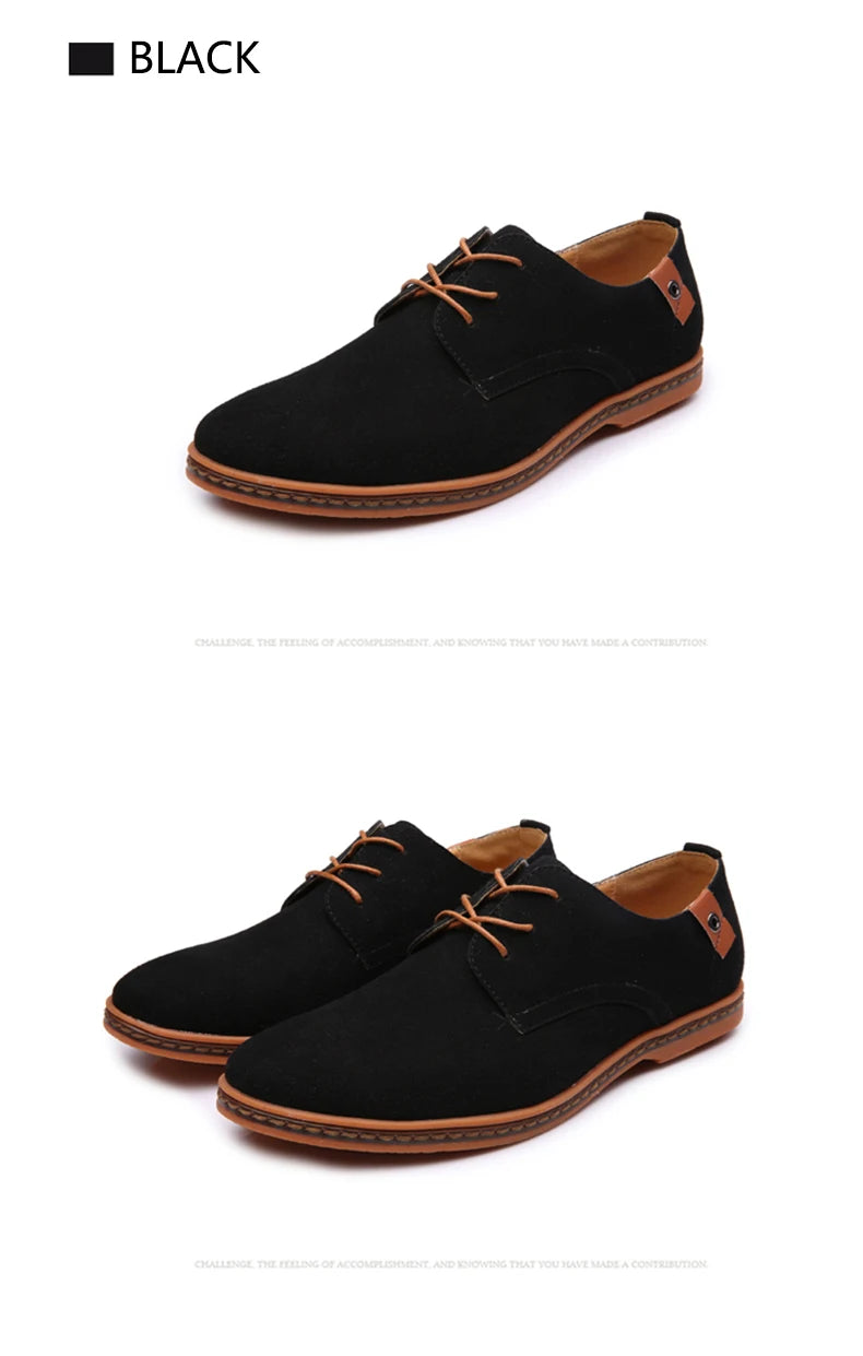 2024 Spring Suede Leather Men Shoes Oxford Casual Shoes Classic Sneakers Comfortable Footwear Dress Shoes Large Size Flats