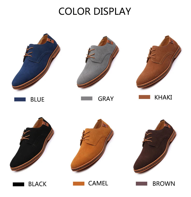 2024 Spring Suede Leather Men Shoes Oxford Casual Shoes Classic Sneakers Comfortable Footwear Dress Shoes Large Size Flats