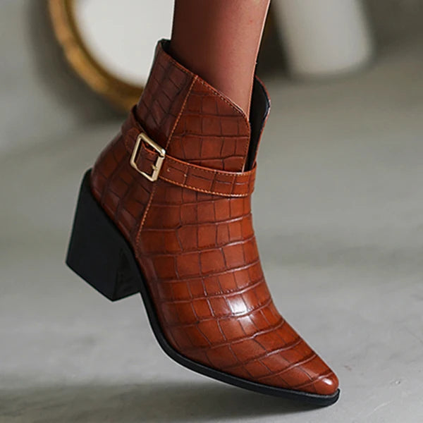 LIHUAMAO Retro mordern chelsea boots ankle boots women shoes chunky heel high heel slip on boots