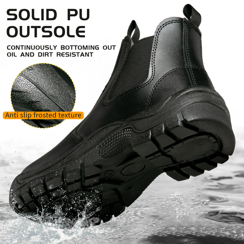2025 New Work Safety Boots waterproof leather boots Men shoes Non-slip Indestructible shoes Protection boots Work shoes quality