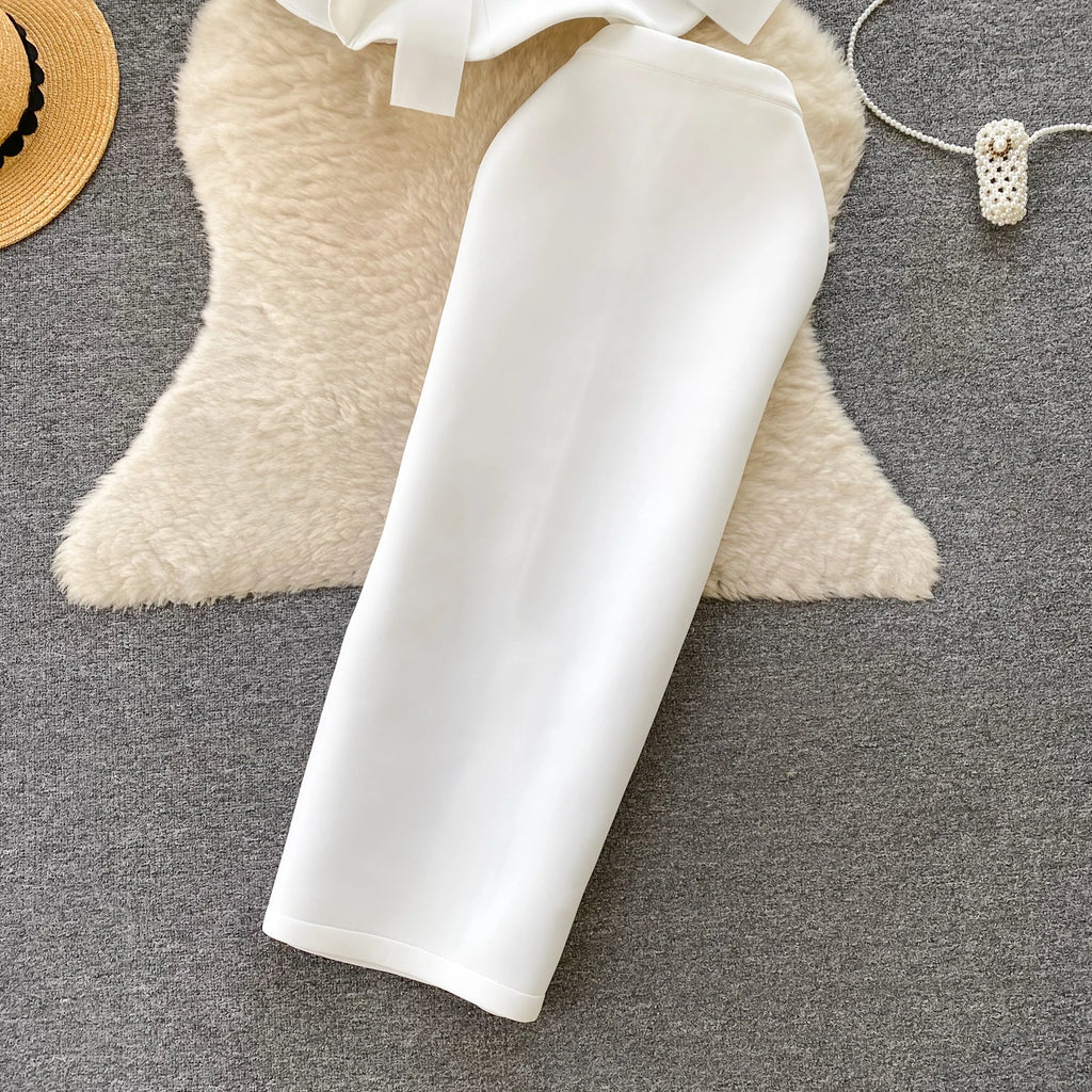 Sexy One-oulder Banded Waist Gown Set with Pleated Skirt Two-Piece Ensemble Courtly Sle Versatile Top f-length A-Line ...