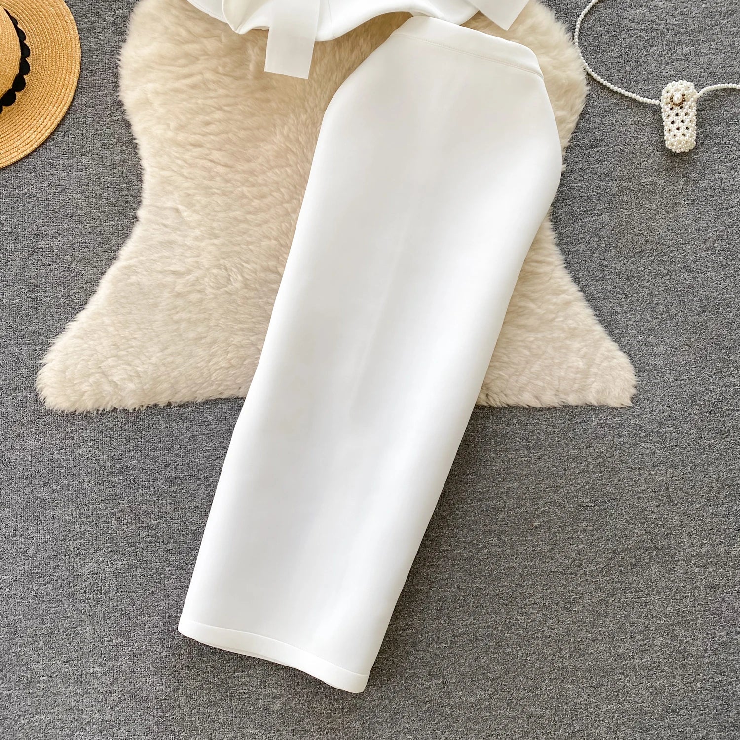 Sexy One-oulder Banded Waist Gown Set with Pleated Skirt Two-Piece Ensemble Courtly Sle Versatile Top f-length A-Line ...