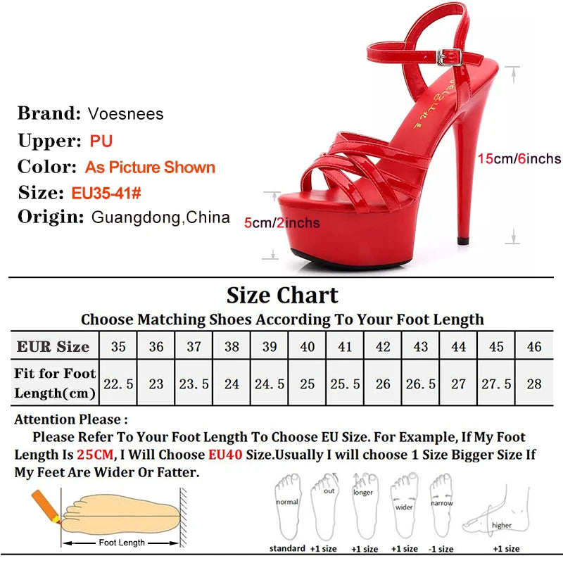 New 2024 Summer Fashion Sandals Sexy Open Toe 15CM High Heels Party Dress Wedding Nightclub Women Shoes Platform Stripper Heels