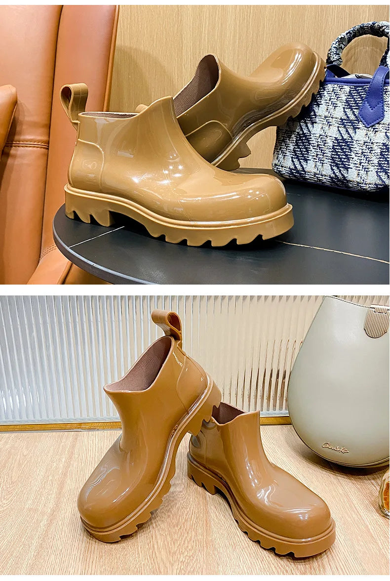 Fashion Women Waterproof Rain Boots Female Ankle Boots For Women Ladies Kitchen Rubber Boots Garden Work Water Shoes Galoshes