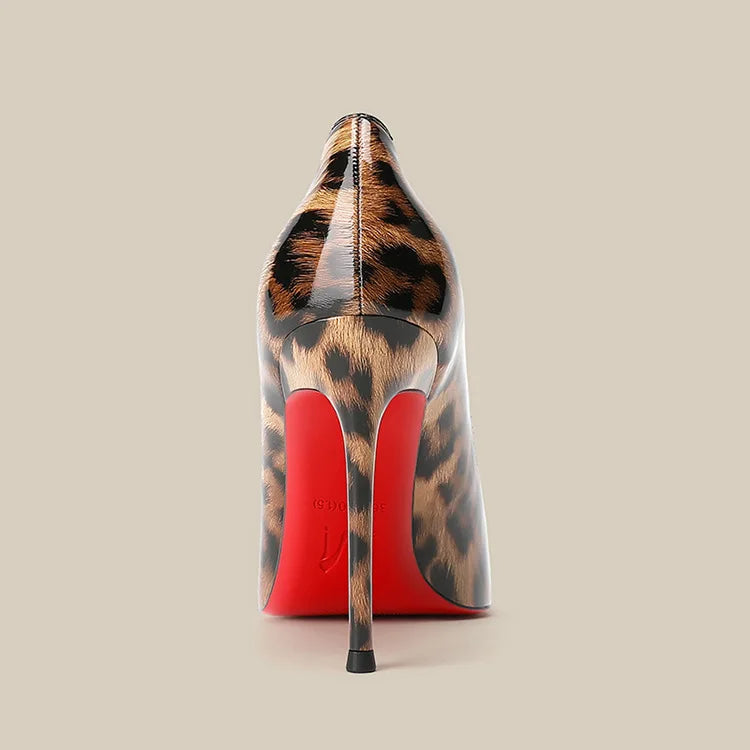 Spring New Leopard Pattern High Heels for Women with Thin Heels and Sexy Pointed Points, Shallow Lipstick Bottom Single Shoes