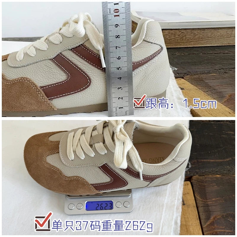 Careaymade-Genuine Leather wider toe women's shoes,soft sole comfortable casual single shoes,lace Barefoot small white shoes