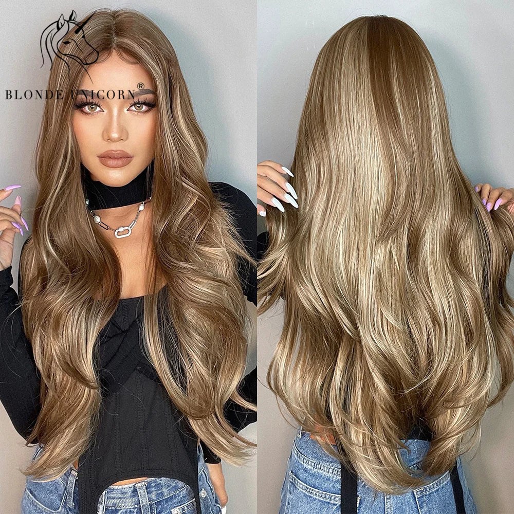 Blonde Unicorn Lace Front Wig Blonde Wave Wig Hair Synthetic Wigs for Black White Women Daily Party Cosplay Heat Resistant Hair