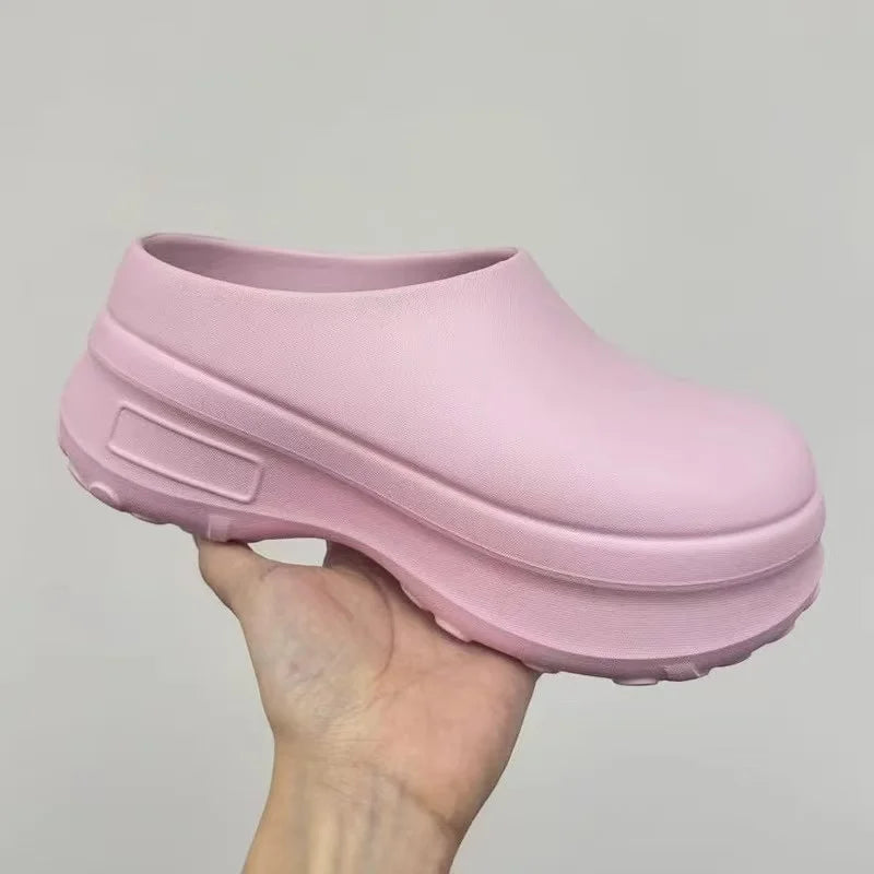 Women's Slippers Minimalist Fashion Air Cushion Soft 5CM Platform Non Slip Sandals Breathable Couple Style Heightened Chef Shoes