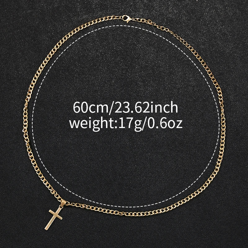 2 Pçs/set Moda Negócios Masculino Relógio Analógico de Quartzo com Colar Cruz (Sem Caixa)