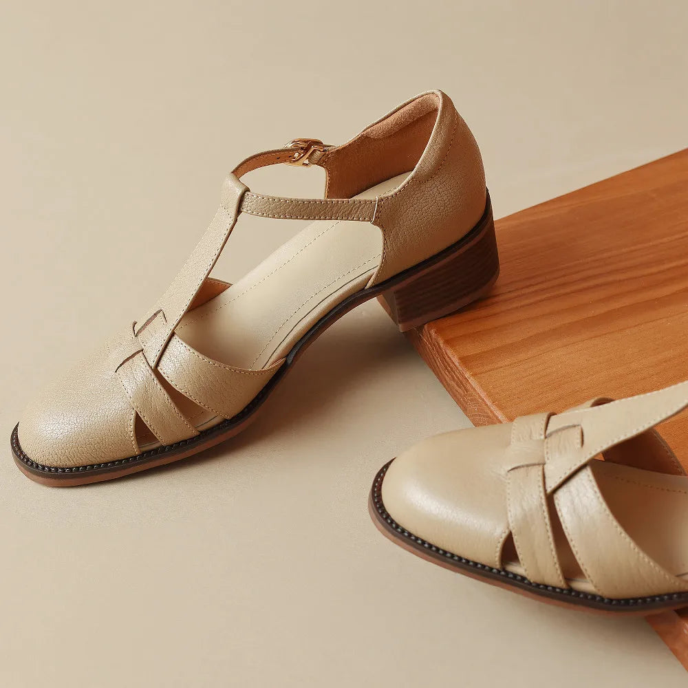 Women's genuine leather narrow band braided t-strap flats sandals round toe casual female summer roman style shoes for women hot