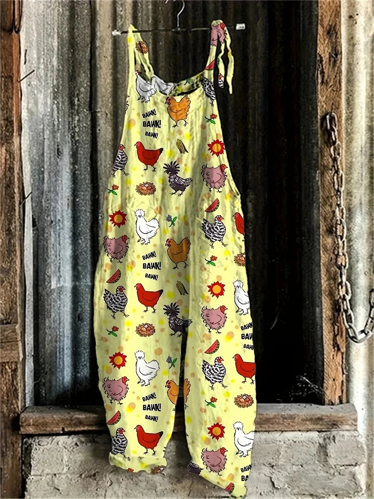 2025 New Spring And Summer Halter Jumpsuit Women's Fun Cat Print Pullover Halter Pants Casual Loose High Waist Jumpsuit