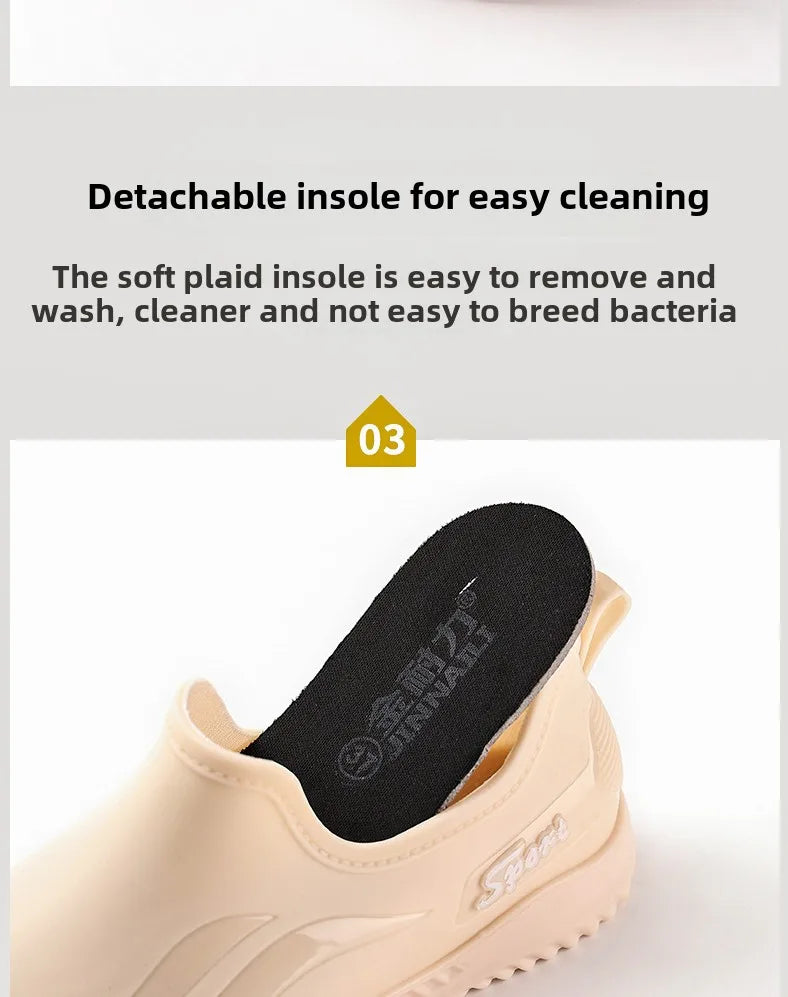 Low-top Rain Boots Women's Kitchen Water Boots Waterproof Exterior Wear Casual Flat Work Non-slip Lightweight Men's Rain Boots