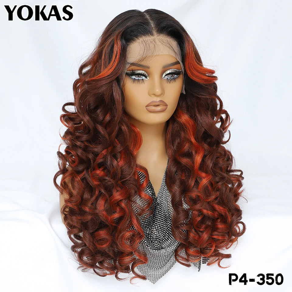 Latisha Lace Frontal Wig Synthetic 13x6 Curly Pre-Plucked Lace Frontal Wig With Baby Hair For Female 24" Lace Frontal Women Wigs