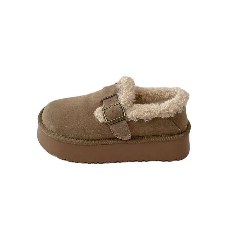 Winter Women's Shoes 2025 NewThick Soled Snow Boots for Women Plus Fleece Thickened Hair Cold Warm Birkenstock Cotton Shoes