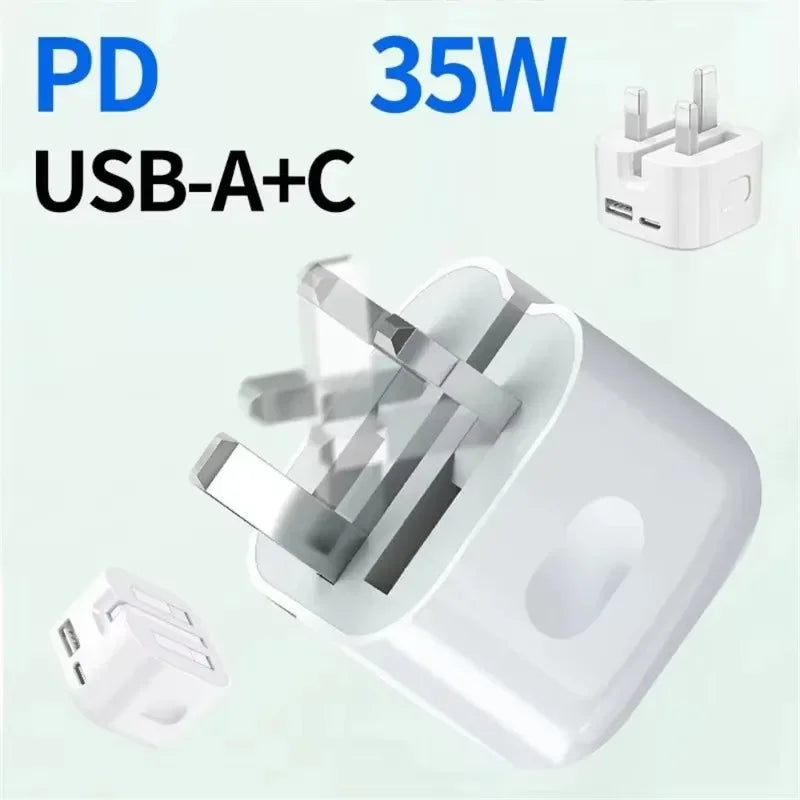 Super Fast Quick Charging 20W 35W UK GB AC Home Travel USB C Charger For IPhone 13 14 15 16 Samsung s24 S23 ultra Xiaomi