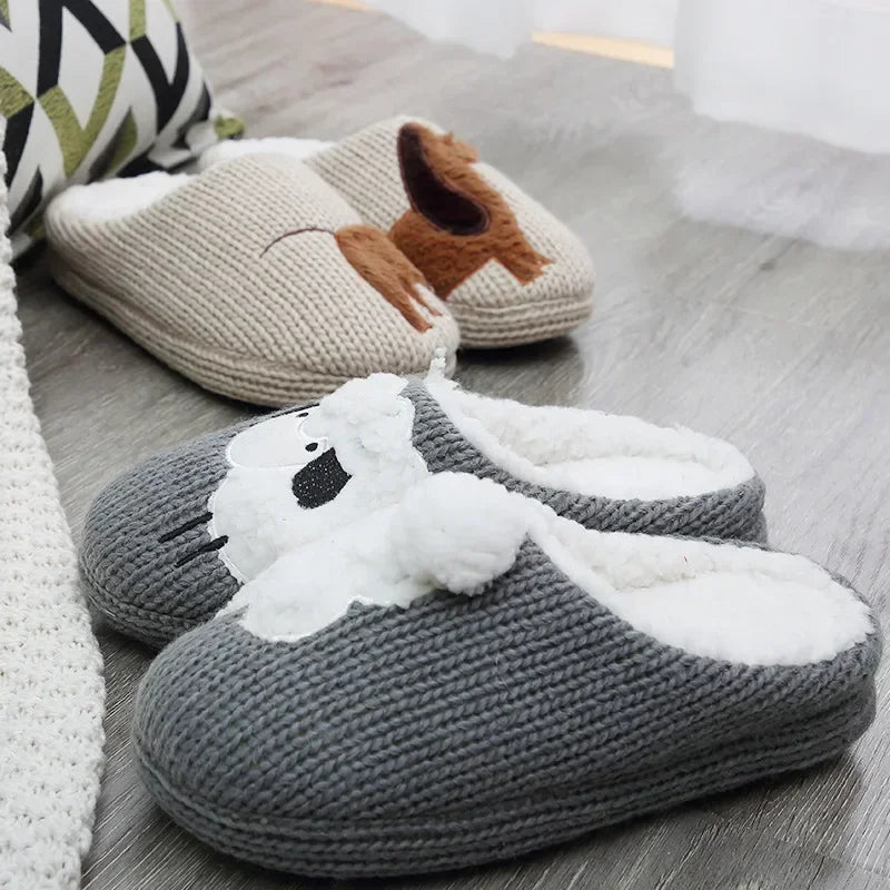 2024 Women's Slippers Cartoon Cute Dog Indoor Warm Non-slip Soft Sole Good Breathable Homeshoes Fashion Causal Cotton Shoes