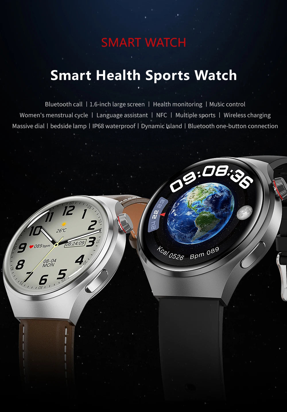 2025 New Smart Watch Heart rate Health Monitor Bluetooth Call NFC GPS Tracker IP68 Waterproof SmartWatch Men Women For HUAWEI