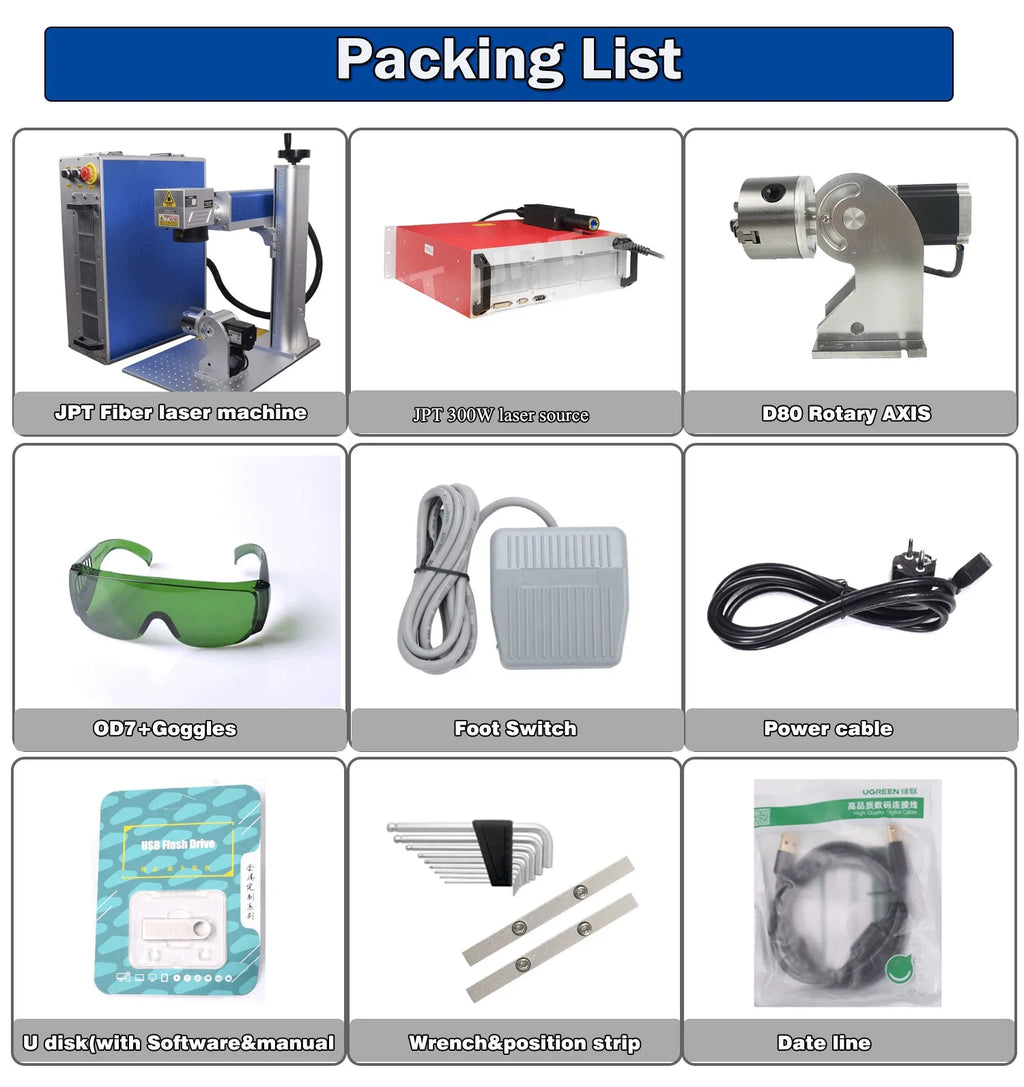 300W JPT Fiber Laser Marking Machine JPT MOPA M7 Metal Cutting For Gold Silver Jewelry Metal Engraving Cutting 110*110MM