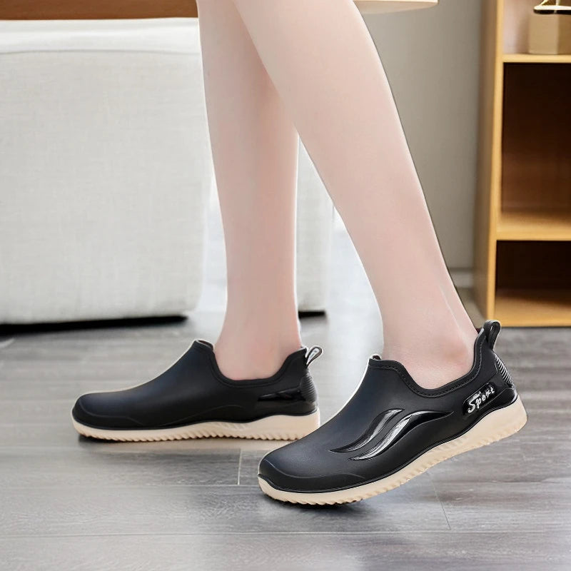 Low-top Rain Boots Women's Kitchen Water Boots Waterproof Exterior Wear Casual Flat Work Non-slip Lightweight Men's Rain Boots