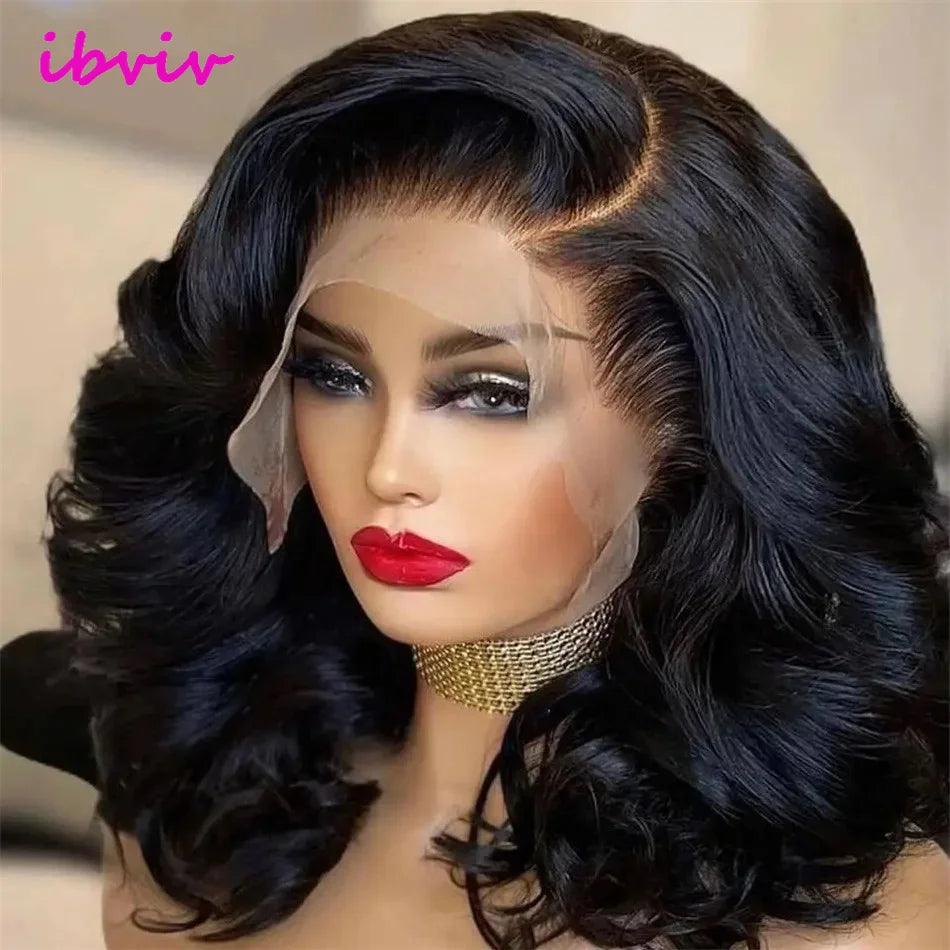100% Raw Indian Virgin Hair Bouncy Wave 13x4 HD Lace Front Wigs Natural color 18" Wear and Go Ombre Bouncy Curly Glueless Wigs