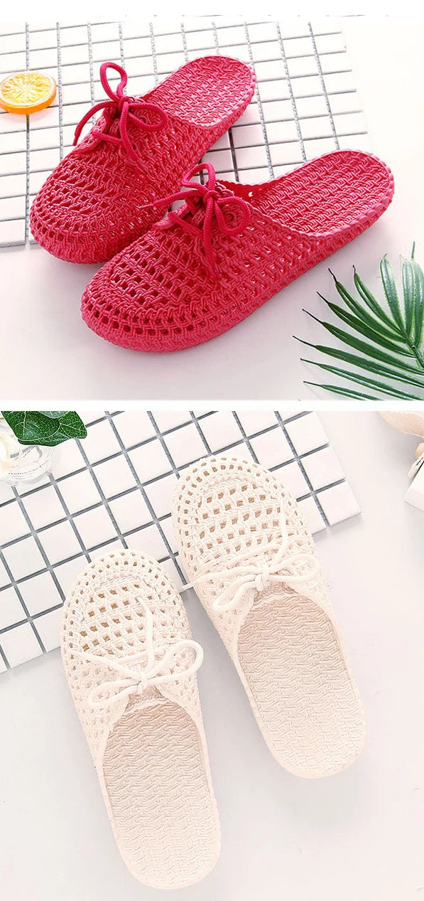 Summer Ladies Baotou Slippers with Hollow Fashion Soft Bottom Hole Shoes Women Wear Beach Sandals and Slippers
